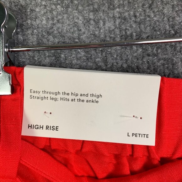 NEW Ann Taylor Womens Red Linen‎ Blend Tie-Waist Pants L Petite High Rise - Picture 8 of 12